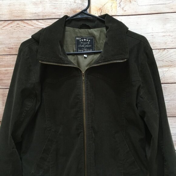 NECA BELLA SWAN TWILIGHT HOODED GREEN CORDUROY BOMBER JACKET - Picture 2 of 10